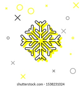 Grey line Snowflake icon isolated on white background.  Vector Illustration