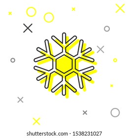 Grey line Snowflake icon isolated on white background.  Vector Illustration