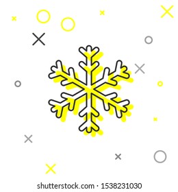 Grey line Snowflake icon isolated on white background.  Vector Illustration