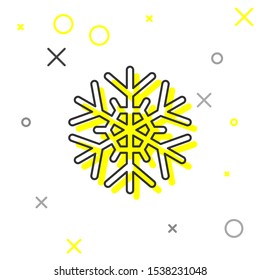 Grey line Snowflake icon isolated on white background.  Vector Illustration