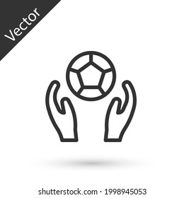 Grey line Soccer football ball icon isolated on white background. Sport equipment. Vector