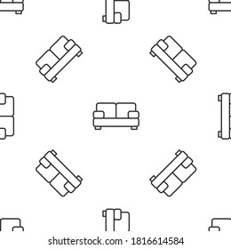 Grey line Sofa icon isolated seamless pattern on white background. Vector.
