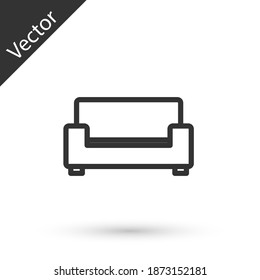 Icono Sofá de línea gris aislado en fondo blanco. Vector.
