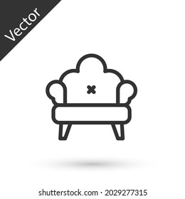 Icono Sofá de línea gris aislado en fondo blanco.  Vector