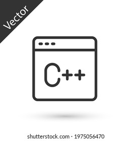 Grey line Software, web developer programming code icon isolated on white background. Javascript computer script random parts of program code. Vector