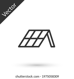 Grey line Solar energy panel icon isolated on white background.  Vector