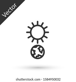 Grey line Solstice icon isolated on white background.  Vector Illustration