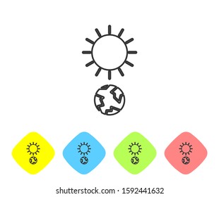 Grey line Solstice icon isolated on white background. Set icons in color rhombus buttons. Vector Illustration