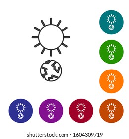 Grey line Solstice icon isolated on white background. Set icons in color circle buttons. Vector Illustration