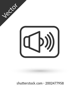 Grey line Speaker volume, audio voice sound symbol, media music icon isolated on white background.  Vector