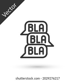Grey line Speech bubble chat icon isolated on white background. Message icon. Communication or comment chat symbol.  Vector
