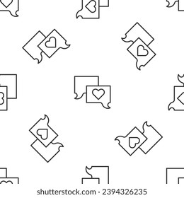 Grey line Speech bubble chat icon isolated seamless pattern on white background. Message icon. Communication or comment chat symbol.  Vector
