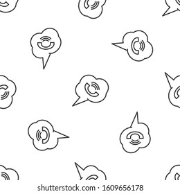 Grey line Speech bubble with phone call icon isolated seamless pattern on white background.  Vector Illustration