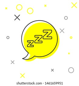 Grey line Speech bubble with snoring icon isolated on white background. Concept of sleeping, insomnia, alarm clock app, deep sleep, awakening.  Vector Illustration