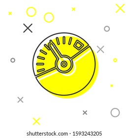 Grey line Speedometer icon isolated on white background.  Vector Illustration