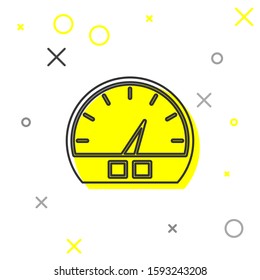 Grey line Speedometer icon isolated on white background.  Vector Illustration