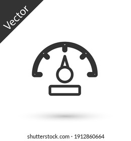 Grey line Speedometer icon isolated on white background. Vector.