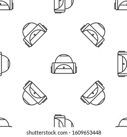 Grey line Sport bag icon isolated seamless pattern on white background.  Vector Illustration