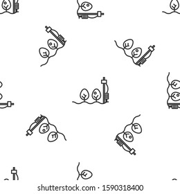 Grey line Standalone sensor and plant icon isolated seamless pattern on white background.  Vector Illustration