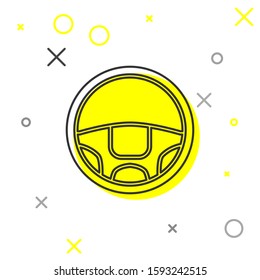 Grey line Steering wheel icon isolated on white background. Car wheel icon.  Vector Illustration