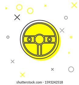Grey line Steering wheel icon isolated on white background. Car wheel icon.  Vector Illustration