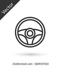 Icono del volante de la dirección de la línea gris aislado sobre fondo blanco. Icono de rueda del coche. Vector.