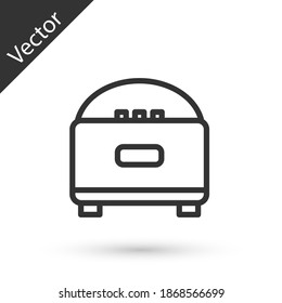 Graue Linie Stereo-Lautsprecher Symbol einzeln auf weißem Hintergrund. Lautsprecher des Soundsystems. Musiksymbol. Bassausrüstung für Musikalspulenlautsprecher. Vektorgrafik.