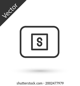 Grey line Stop media button icon isolated on white background.  Vector