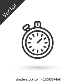 Grey line Stopwatch icon isolated on white background. Time timer sign. Chronometer sign. Vector.