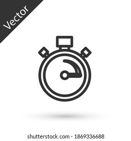 Grey line Stopwatch icon isolated on white background. Time timer sign. Chronometer sign. Vector.