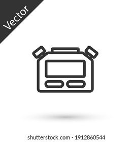 Icono de Stopwatch de línea gris aislado en fondo blanco. Signo del temporizador de tiempo. Signo del cronómetro. Vector.