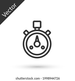 Graue Linie Stoppen Sie die Uhr Symbol einzeln auf weißem Hintergrund. Timer-Zeichen. Chronometer Schild. Vektorgrafik