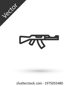 Grey line Submachine gun icon isolated on white background. Kalashnikov or AK47. Vector