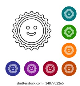 Grey line Sun icon isolated on white background. Set icons in color circle buttons. Vector Illustration