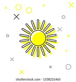 Grey line Sun icon isolated on white background.  Vector Illustration