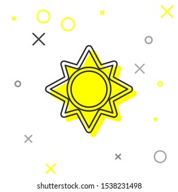 Grey line Sun icon isolated on white background.  Vector Illustration