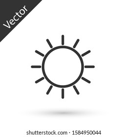 Grey line Sun icon isolated on white background.  Vector Illustration