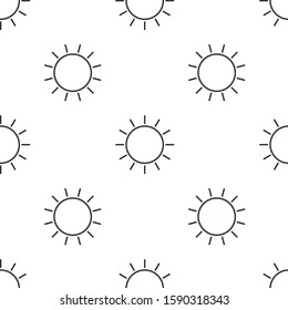 Grey line Sun icon isolated seamless pattern on white background.  Vector Illustration