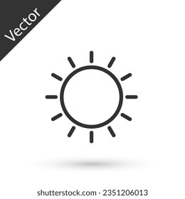 Grey line Sun icon isolated on white background. Summer symbol. Good sunny day.  Vector Illustration
