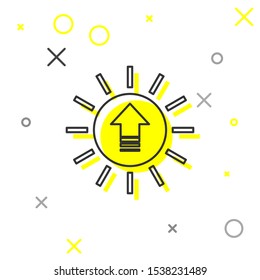 Grey line Sunset icon isolated on white background.  Vector Illustration