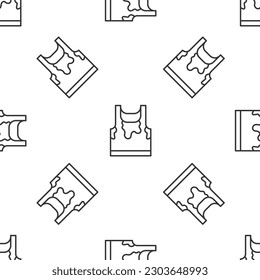 Grey line Sweaty sleeveless sport t-shirt icon isolated seamless pattern on white background.  Vector