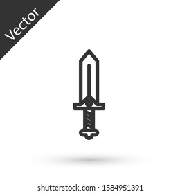Grey line Sword for game icon isolated on white background.  Vector Illustration