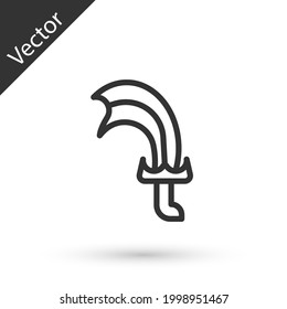 Grey line Sword for game icon isolated on white background.  Vector