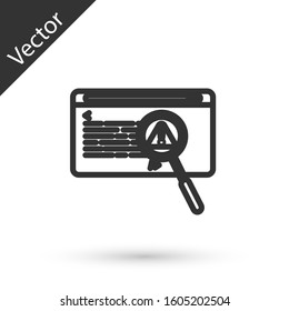 Grey line System bug concept icon isolated on white background. Code bug concept. Bug in the system. Bug searching.  Vector Illustration