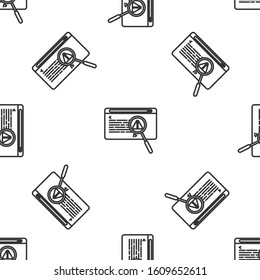 Grey line System bug concept icon isolated seamless pattern on white background. Code bug concept. Bug in the system. Bug searching.  Vector Illustration