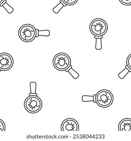 Línea gris Icono de concepto de bug del sistema aislado sin patrón sobre fondo blanco. Concepto de error de código. Error en el sistema. Buscando errores.  Vector