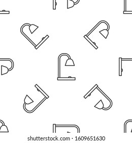 Grey line Table lamp icon isolated seamless pattern on white background.  Vector Illustration