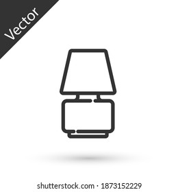 Grey line Table lamp icon isolated on white background. Vector.