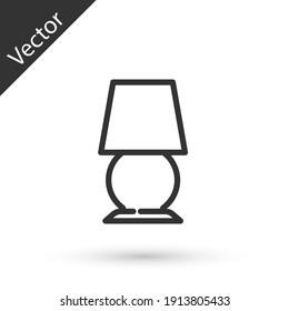 Grey line Table lamp icon isolated on white background. Desk lamp. Vector.