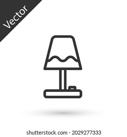 Grey line Table lamp icon isolated on white background.  Vector